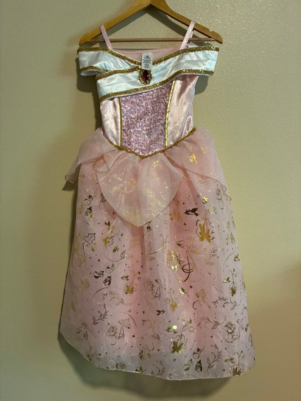 Disney Princess Girls Sleeping Aurora Sleeping Beauty Pink & Gold Costume 11/12